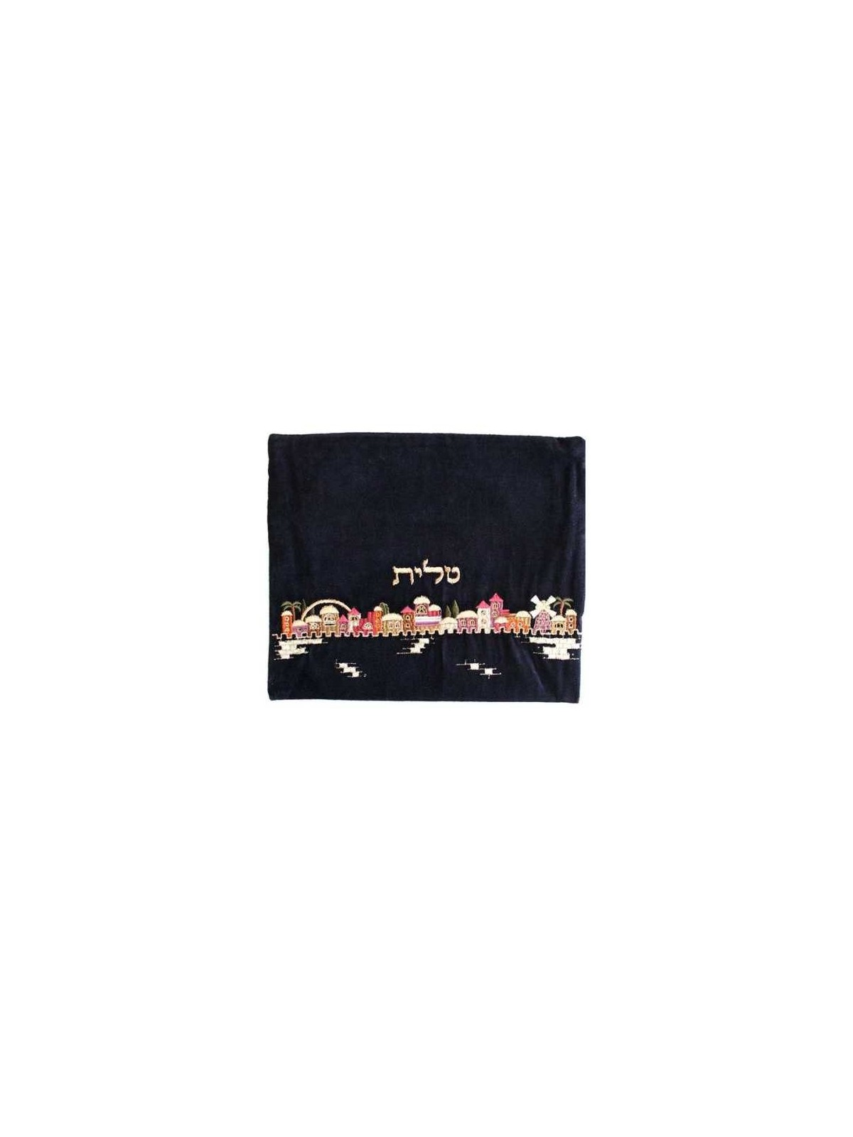 Velvet Embroidered Jerusalem Tallit Bag - Multi-Co | Tallit/Tallis | J